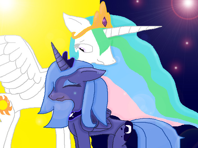 alicorn cute cutie_mark duo equine female feral friendship_is_magic horn horns horse mammal my_little_pony pony princess princess_celestia_(mlp) princess_luna_(mlp) royalty sibling sisters winged_unicorn wings