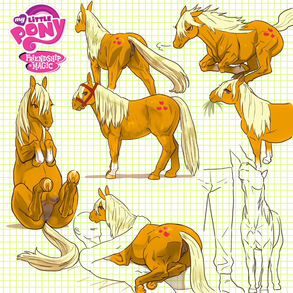 anatomically_correct_pussy animal_genitalia applejack_(mlp) bestiality breasts butt crotchboob cutie_mark duo equine equine_pussy female feral friendship_is_magic horse human interspecies isaki mammal multiple_poses multiple_scenes my_little_pony off_model pony pussy solo teats udders unknown_artist what