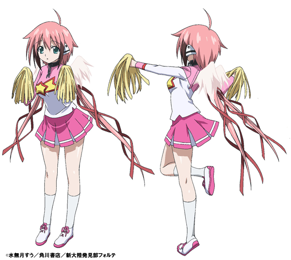 angel_wings antenna_hair cheerleader ikaros kneehighs official_art pink_hair sora_no_otoshimono wings