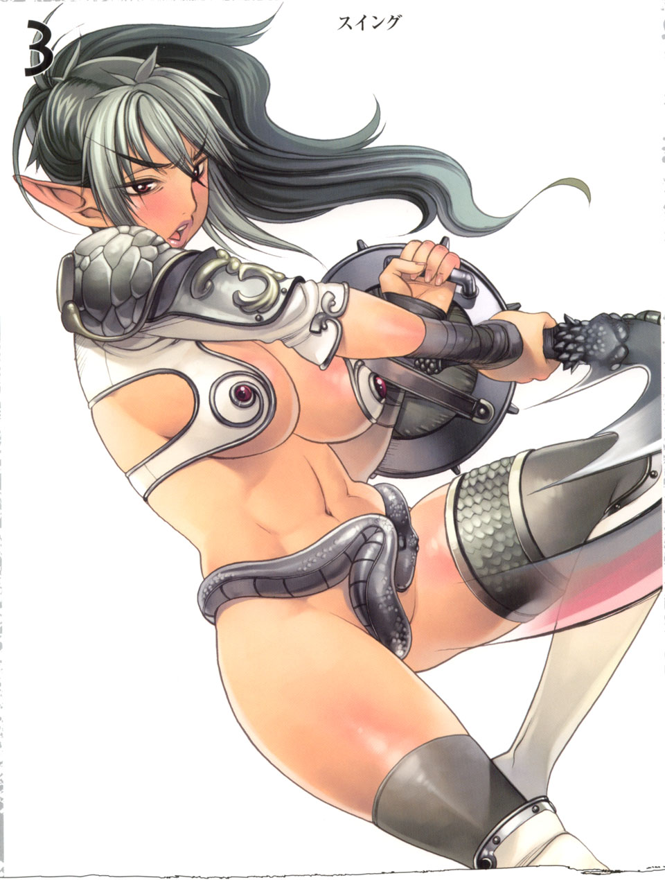 breasts echidna gamebook large_breasts oppai queen's_blade snake sword tagme warrior weapon