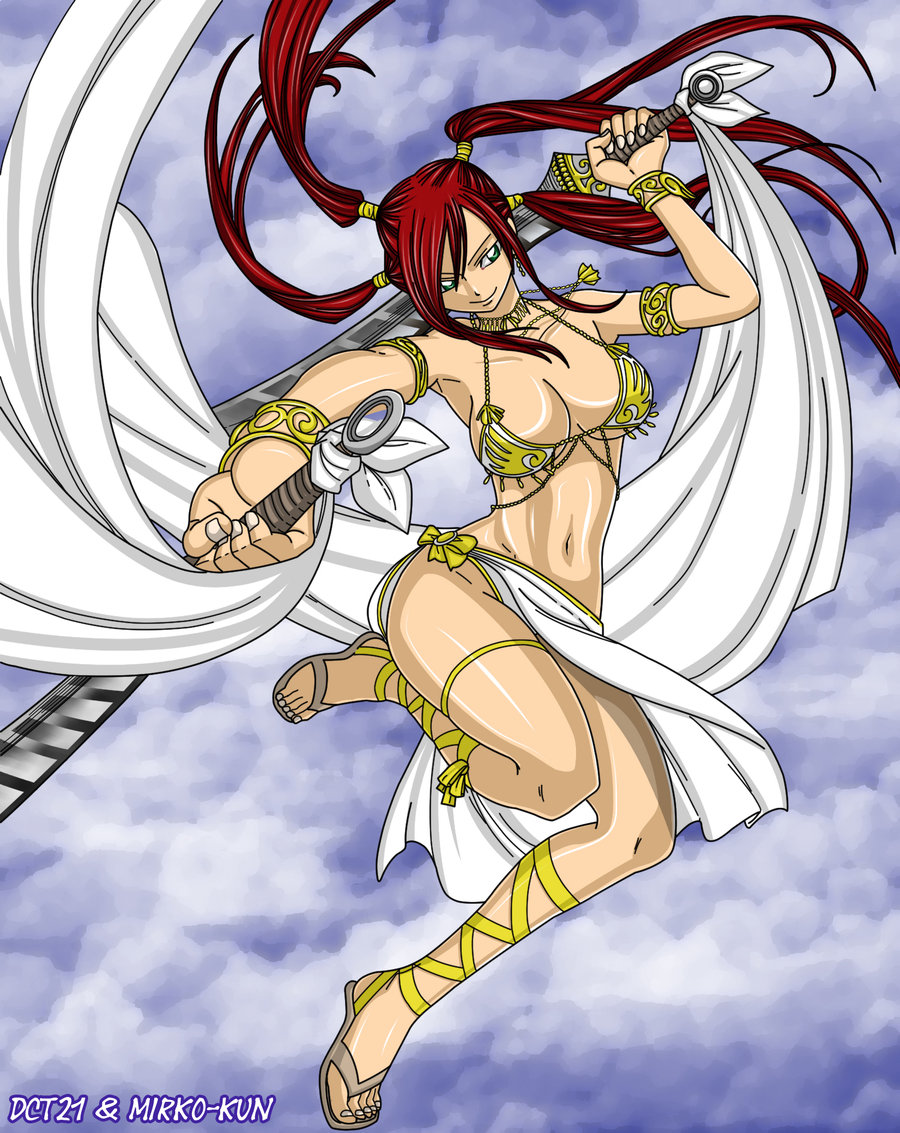 cleavage erza_scarlet fairy_tail jpeg_artifacts signed