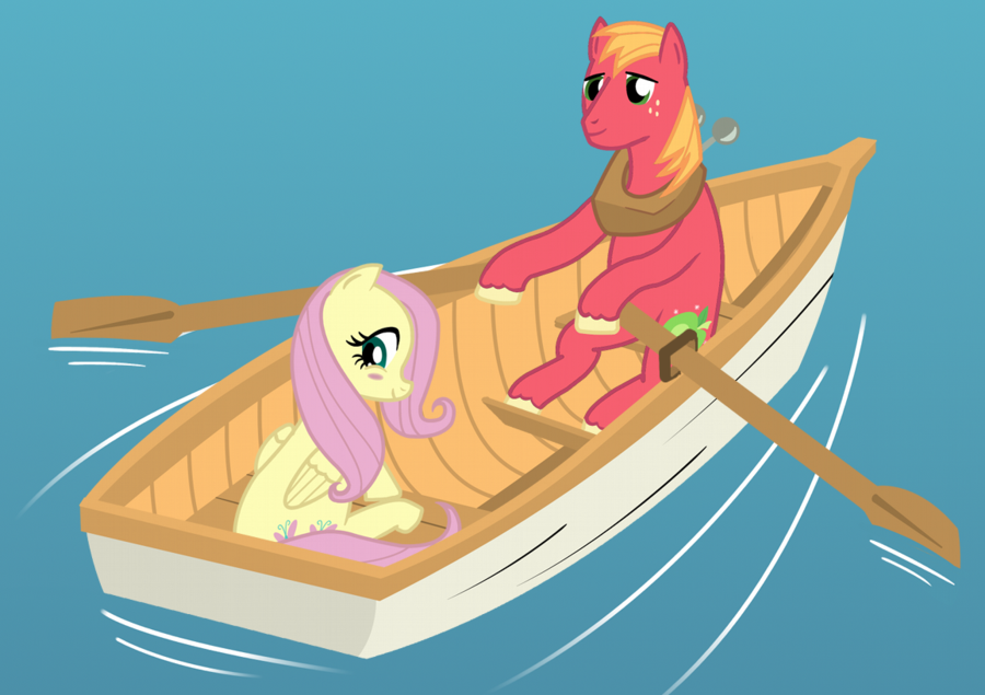 big_macintosh_(mlp) blush equine female fluttershy_(mlp) friendship_is_magic my_little_pony row_boat