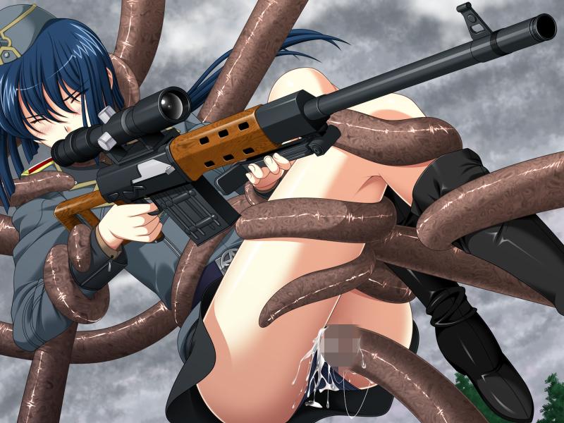 blue_hair censored game_cg gun pussy_juice raep rifle sex sniper sniper_rifle tagme tentacles up_skirt vaginal