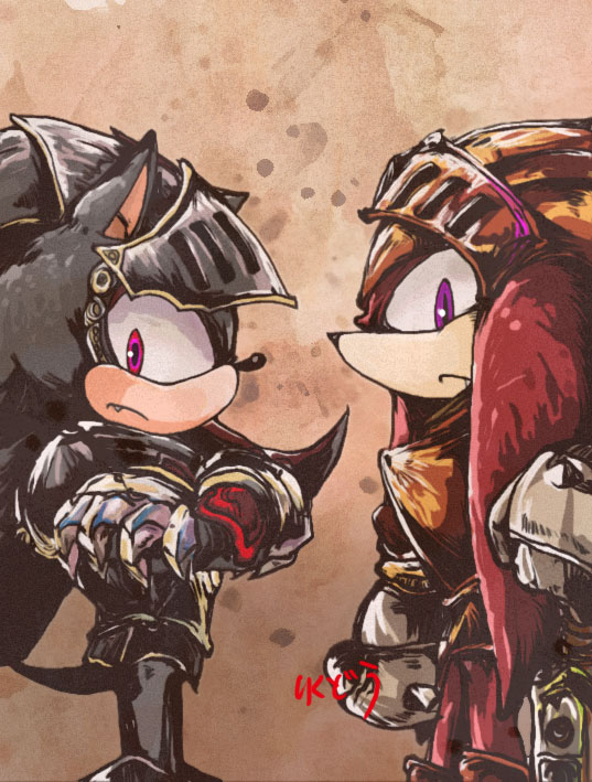 armor badass knuckles_the_echidna shadow_the_hedgehog sir_gaiwin_(knuckles) sir_lancelot_(shadow) sonic_and_the_black_knight sonic_the_hedgehog