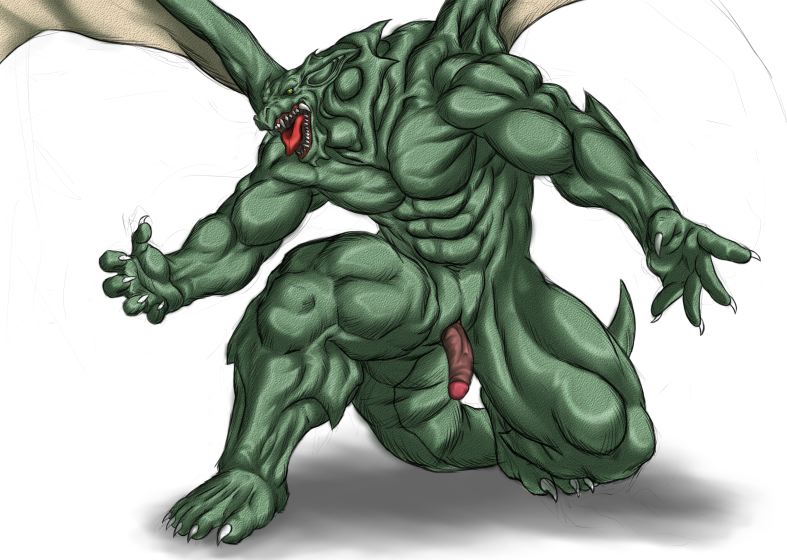 bomb_(artist) dragon male muscles penis plain_background scalie solo tongue white_background wings