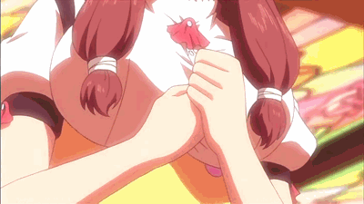 animated animated_gif bouncing_breasts breast_grab breasts cleavage gif grabbing large_breasts love_selection lowres maid red_hair undressing