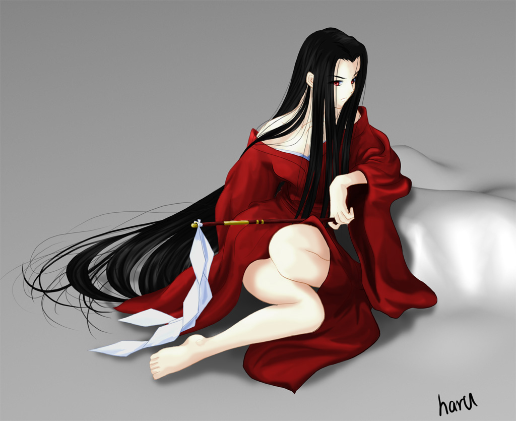 black_hair kimono rashojin_mizuki red_eyes samurai_spirits very_long_hair