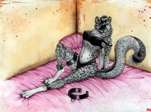 bdsm bondage feline female snow_leopard tagme unknown_artist