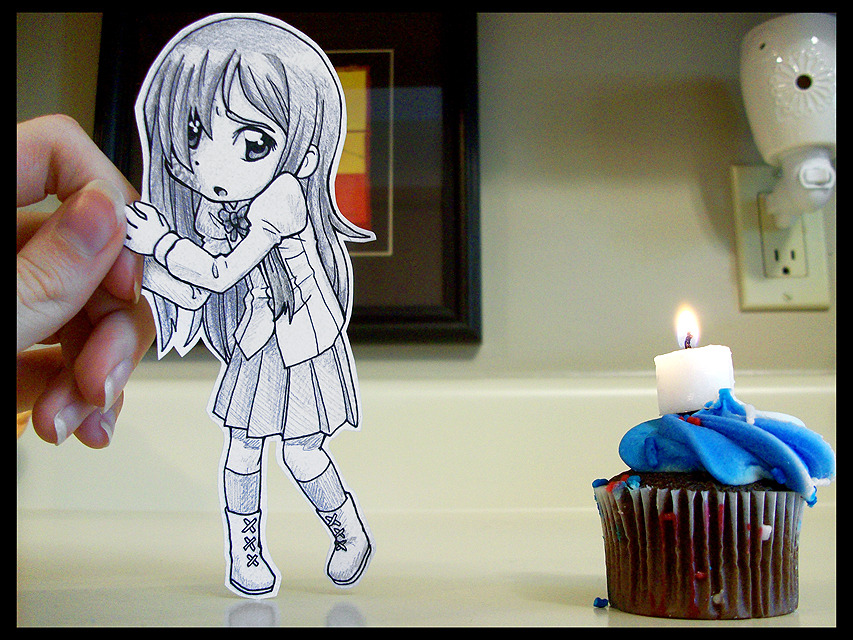 cake candle cupcake duplicate food ikezawa_hanako katawa_shoujo non-web_source paper_child papercraft pastry photo pimmy scar