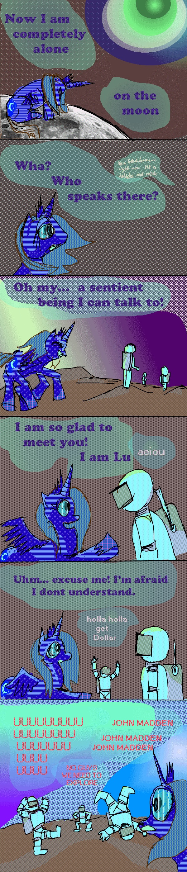 alicorn comic equine female feral friendship_is_magic group horn horse mammal moon moonbase_alpha my_little_pony pony princess_luna_(mlp) screentone unknown_artist winged_unicorn wings