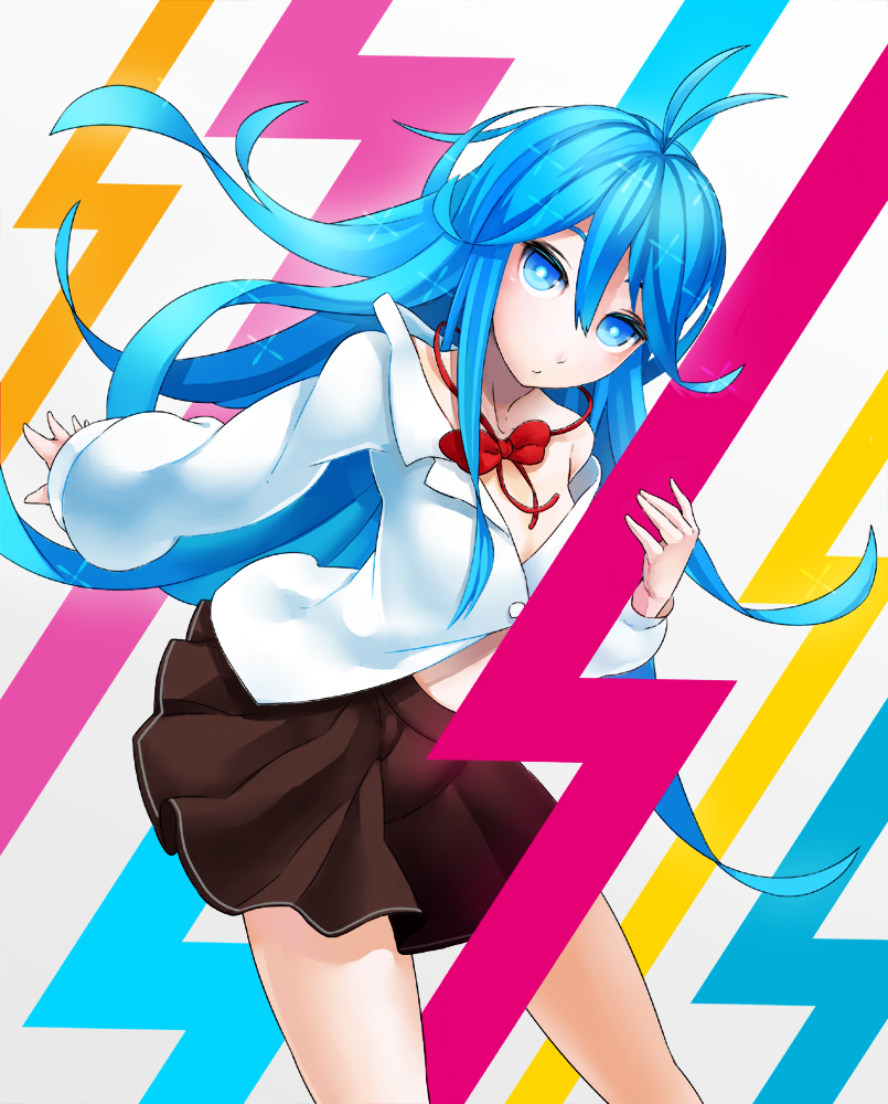 aco_(koaya_ako) blue_eyes blue_hair denpa_onna_to_seishun_otoko school_uniform solo touwa_erio