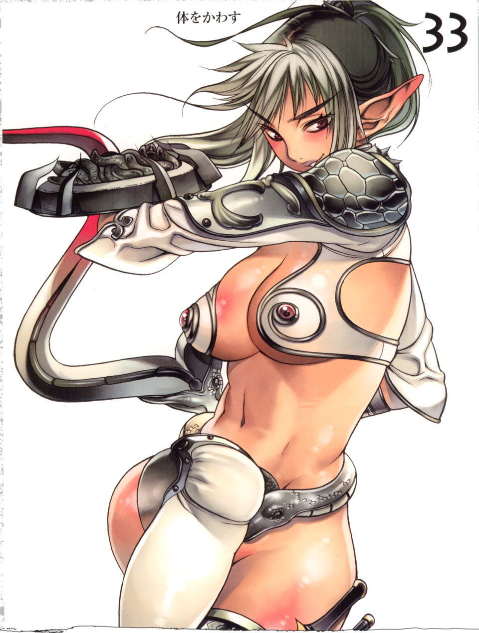 breasts cleavage echidna f.s. gamebook large_breasts oppai queen's_blade snake sword tagme warrior weapon
