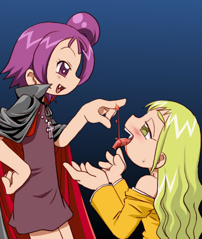 blood blush fangs ojamajo_doremi purple_bonus vampire