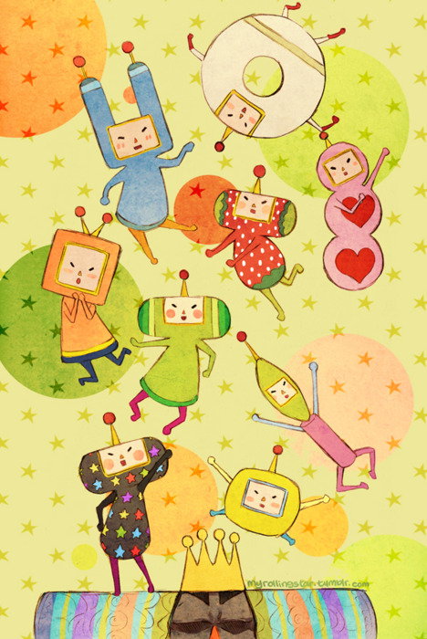 blush dipp_(katamari_damacy) ichigo_(katamari_damacy) image_sample joanna_(mojo!) katamari_damacy king_of_all_cosmos l'amour_(katamari_damacy) no_humans shikao_(katamari_damacy) star the_prince traditional_media tumblr_sample