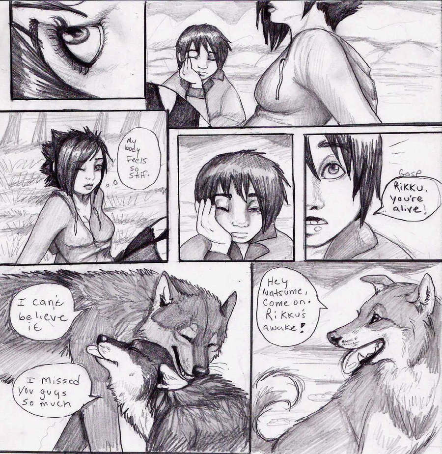 comic coop coop_(character) dialog dialogue female greyscale male mammal monochrome natsume natsumewolf oz plain_background rikku text white_background wolf wolf's_rain wolf's_rain wolf's_rain_next_generation wolfs_rain_next_generation