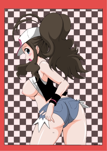 artist_request ass blush breasts koutarosu large_breasts nipple nipples pokemon pokemon_(game) pokemon_bw smile touko_(pokemon) white_(pokemon)