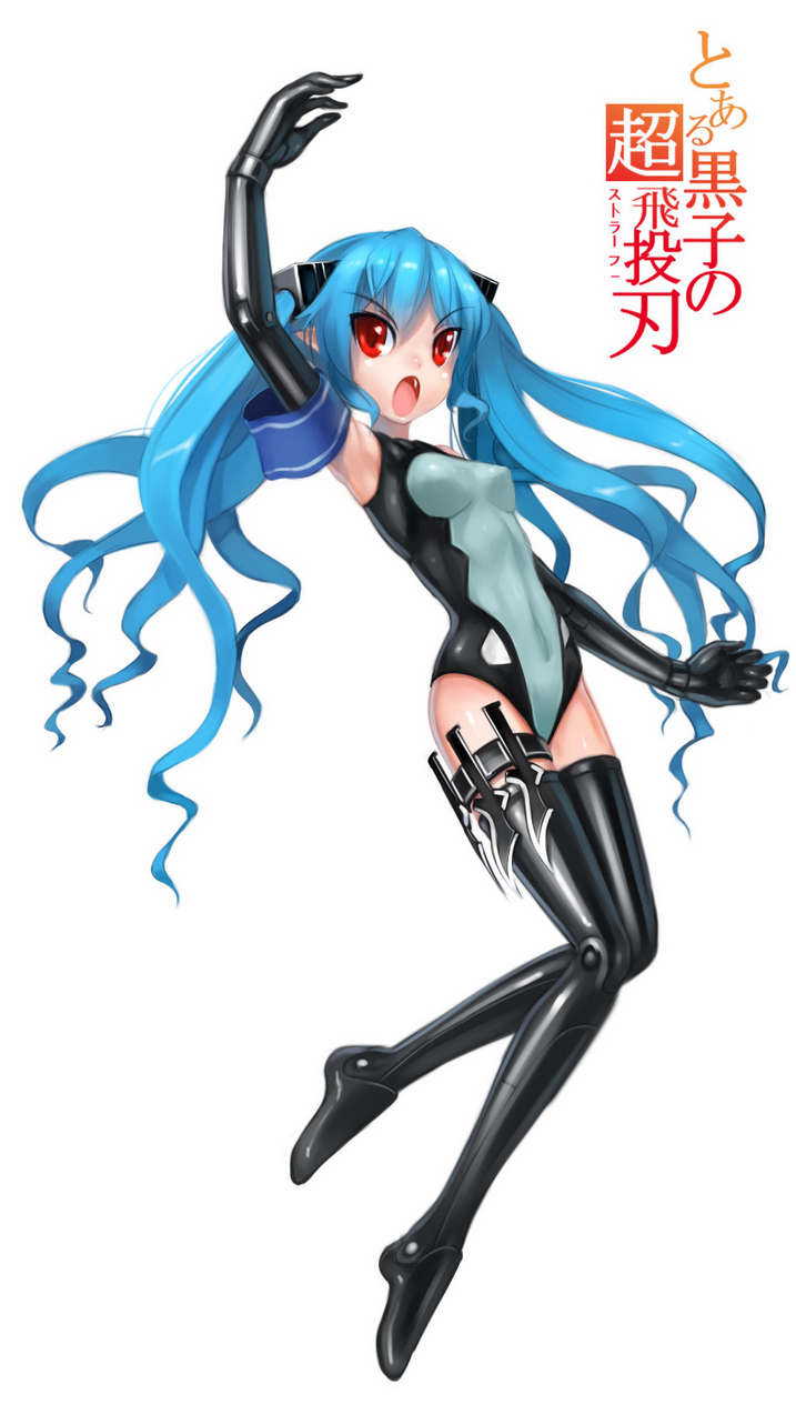 blue_eyes busou_shinki doll_joints elbow_gloves gloves knife knives long_hair observerz red_eyes skin_tight strarf thighhighs twin_tails