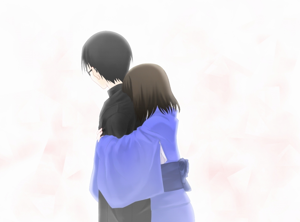 hug kara_no_kyoukai kimono kokutou_mikiya ryougi_shiki