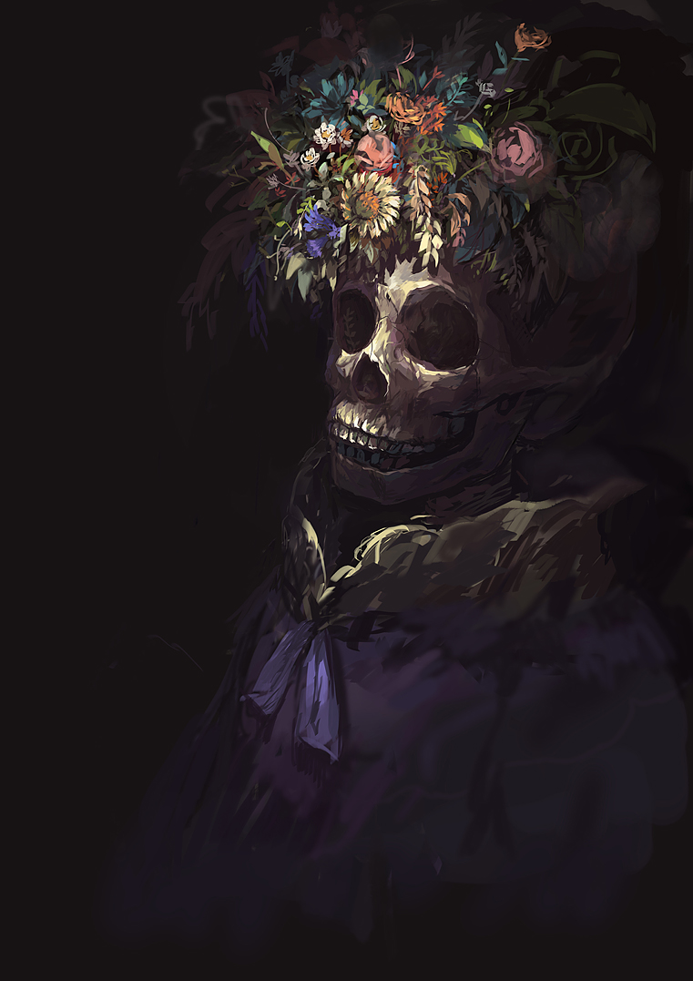 bad_pixiv_id flower no_humans original sarnath skeleton skull teeth