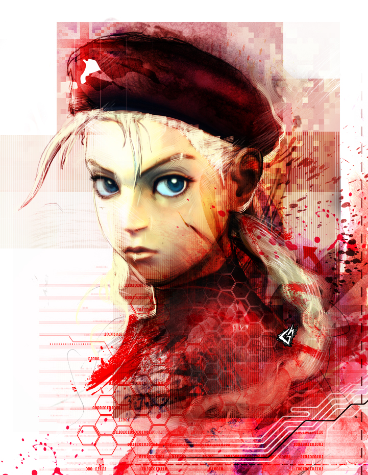 beret blonde_hair blue_eyes braid cammy_white face gavade hat single_braid solo street_fighter