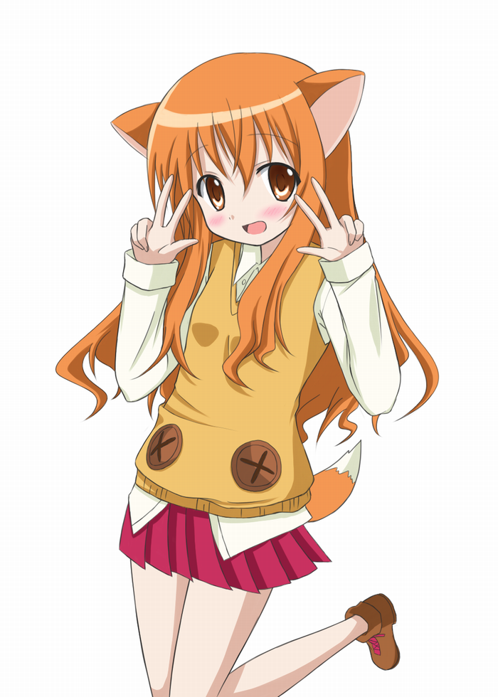 animal_ears blush dog_days dog_ears dog_girl dog_tail katoyuu long_hair orange_hair ricotta_elmar skirt solo sweater tail