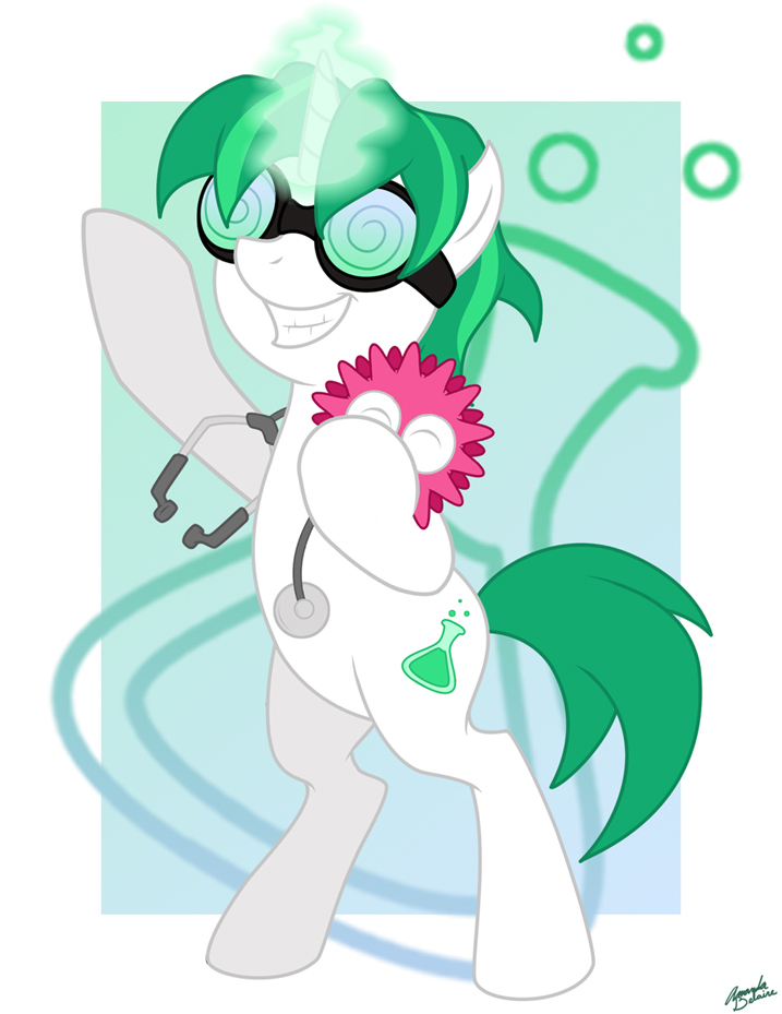 crossover doctor_insano equine eyewear glasses green_hair hair horn horse male mammal my_little_pony plain_background pony science solo son_of_insano spoony stethoscope unicorn white_background