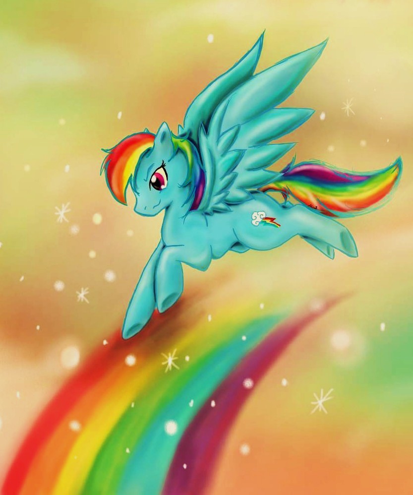equine female feral friendship_is_magic fur horse kiba-tekno mammal my_little_pony pegasus pony rainbow rainbow_dash_(mlp) solo unknown_artist wings