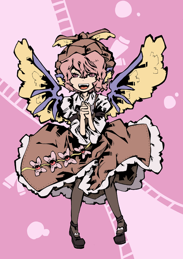 glisten mystia_lorelei open_mouth pink_eyes pink_hair solo touhou wings