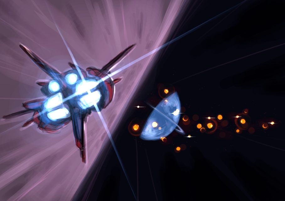 battle d-117_axelay explosion fake_screenshot gameplay_mechanics jason_robinson no_humans planet science_fiction space space_craft starfighter thrusters
