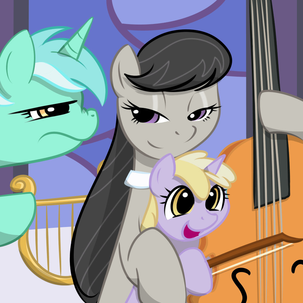 cello dinky_hooves_(mlp) equine female feral foal friendship_is_magic harp horn horse jealous kloudmutt lyra_(mlp) lyra_heartstrings_(mlp) lyre mammal musical_instrument my_little_pony octavia_(mlp) pony smug tootsie_flute_(mlp) unicorn