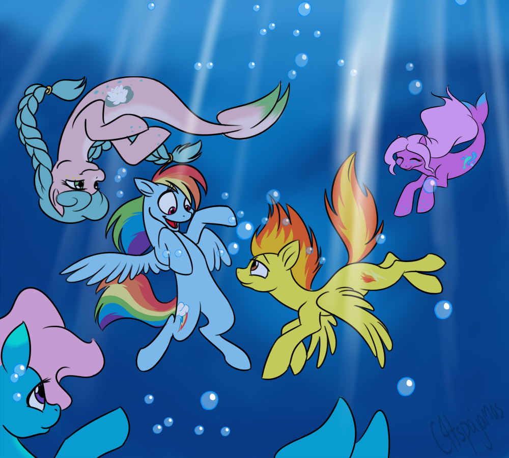 bubble bubbles c4tspajamas cutie_mark drowning equine eyes_closed female feral friendship_is_magic fur group hair horse mammal multi-colored_hair my_little_pony open_mouth orange_hair pegasus pink_hair pony purple_fur rainbow_dash_(mlp) rainbow_hair rainbow_tail sea_ponies sea_pony spitfire_(mlp) two_tone_hair underwater unknown_pony water wings wonderbolts_(mlp) yellow_fur