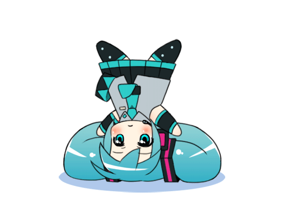 &gt;_&lt; angry animated animated_gif aqua_eyes aqua_hair blush chibi closed_eyes flapping hatsune_miku mameshiba simple_background solo twintails upside-down vocaloid