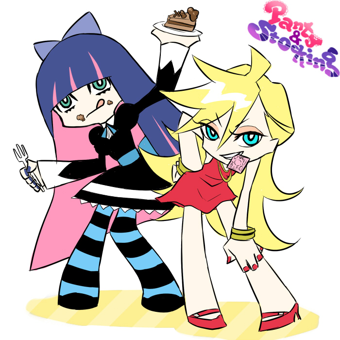 :d condom condom_in_mouth dress food goth gothic hmr mouth_hold open_mouth panty_&amp;_stocking_with_garterbelt panty_(character) panty_(psg) smile stocking_(character) stocking_(psg)