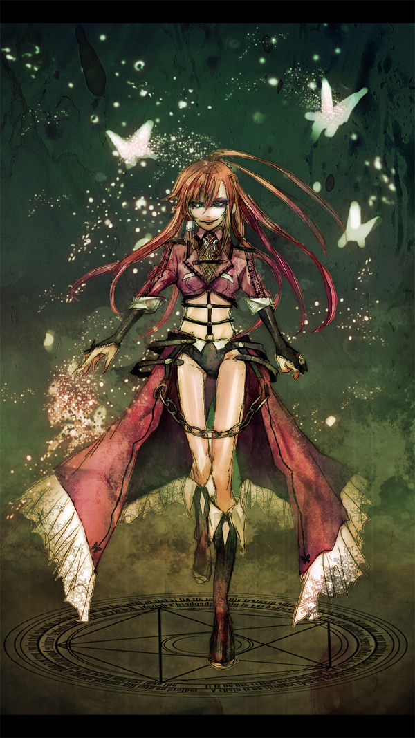 bad_id bad_pixiv_id bug butterfly chain fantasy insect lastdark letterboxed long_hair magic_circle original solo