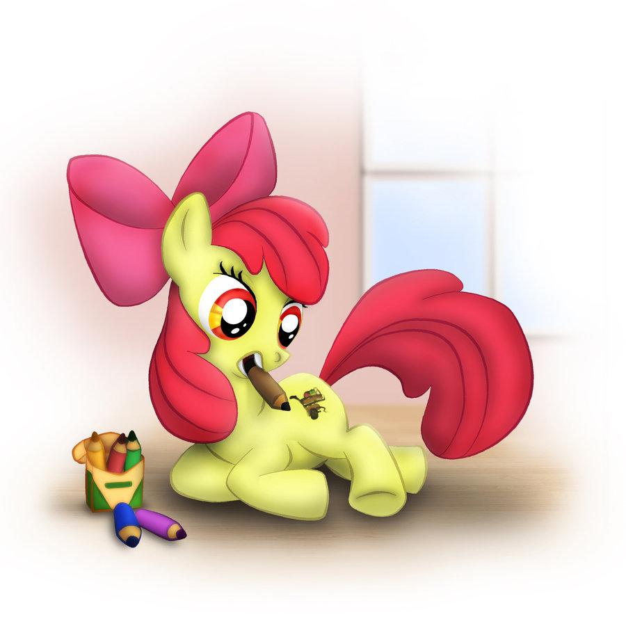 applebloom_(mlp) crayons cub cutie_mark equine female feral friendship_is_magic horse mammal my_little_pony plain_background pony solo unknown_artist white_background young