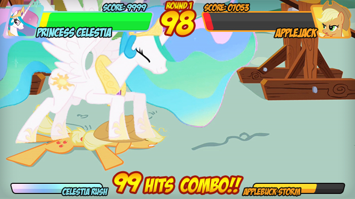 cutie_mark equine fan-pic fanmade female feral fight friendship_is_magic health_bar horn horse mammal my_little_pony pony princess princess_celestia_(mlp) royalty stomping unknown_artist video_games winged_unicorn wings