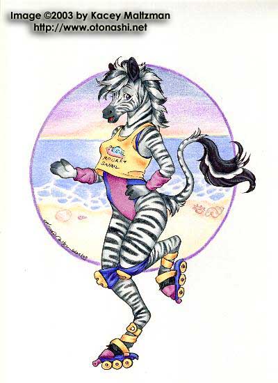 anthro arm_warmers clothing equine female hooves kacey mammal rollerskates shirt solo tank_top zebra