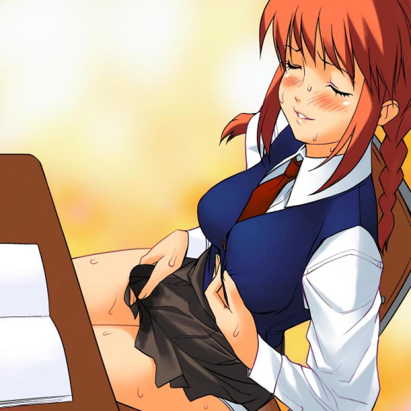 cum_in_pants futanari onanism redhead satisfied school school_uniform skirt sweat