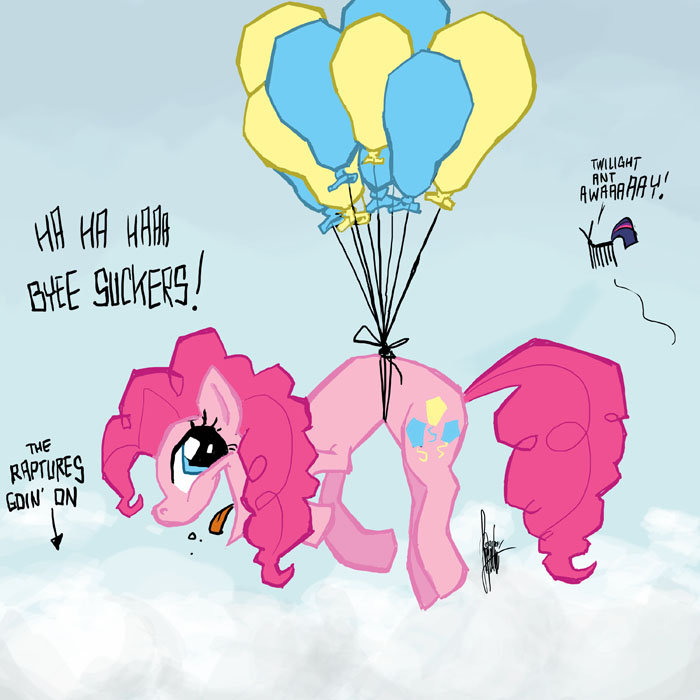 arthropod balloon equine female feral friendship_is_magic fur horse insect laugh lol_rapture mammal my_little_pony pink_fur pinkie_pie_(mlp) pony solo theartrix twilight_sparkle_(mlp) unicorn up_up_and_away