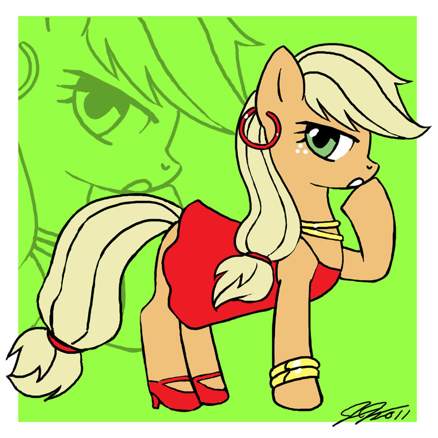 applejack_(mlp) cosplay dress equine female friendship_is_magic horse jewelry john_joseco my_little_pony panty_and_stocking_with_garterbelt pony solo