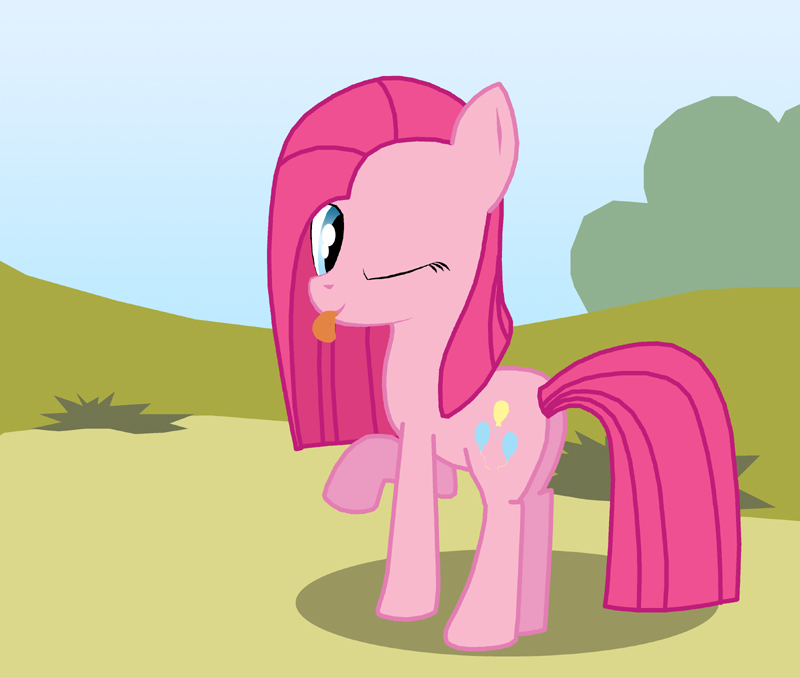 equine female feral friendship_is_magic fur hair horse mammal my_little_pony pink pink_body pink_eyes pink_fur pink_hair pinkie_pie_(mlp) pony solo unknown_artist