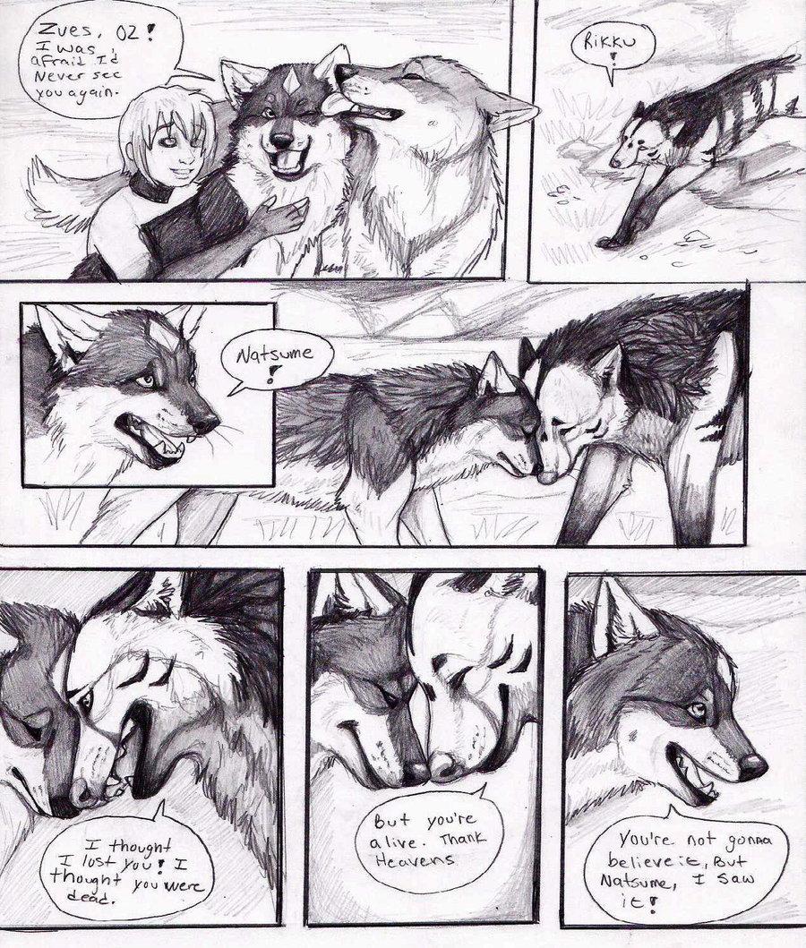 comic coop coop_(character) dialog dialogue female greyscale male mammal monochrome natsume natsumewolf oz plain_background rikku text white_background wolf wolf's_rain wolf's_rain wolf's_rain_next_generation wolfs_rain_next_generation zues
