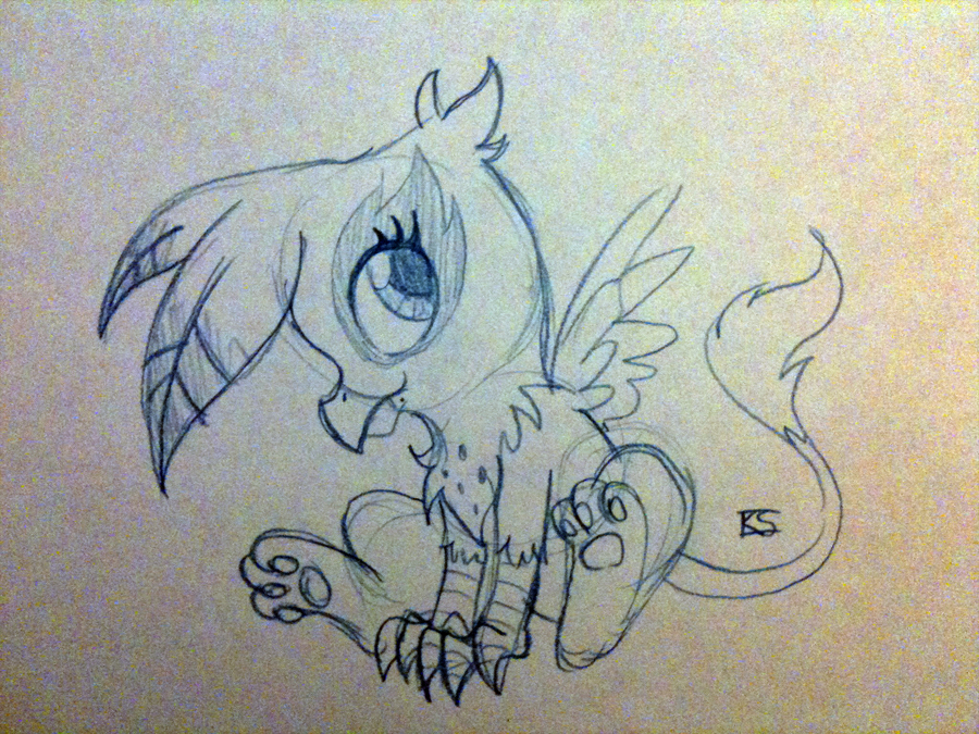 baby female feral friendship_is_magic gilda_(mlp) gryphon monochrome my_little_pony sketch solo unknown_artist wings young