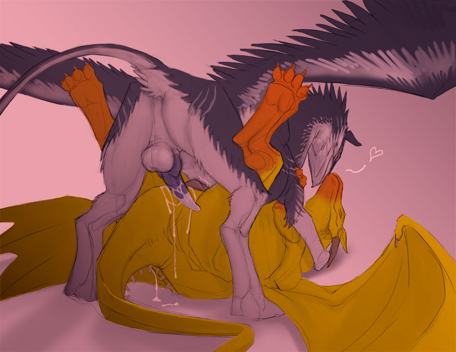 &hearts; &lt;3 after_sex balls chromatic_background claws colored_background couple cum cyrakhis dragon dripping duo erection feral feral_on_feral gay hindpaw horn legs_up lying male nude nuzzle on_back paws penis pink_background plain_background scalie sex slash0x wings yellow_dragon