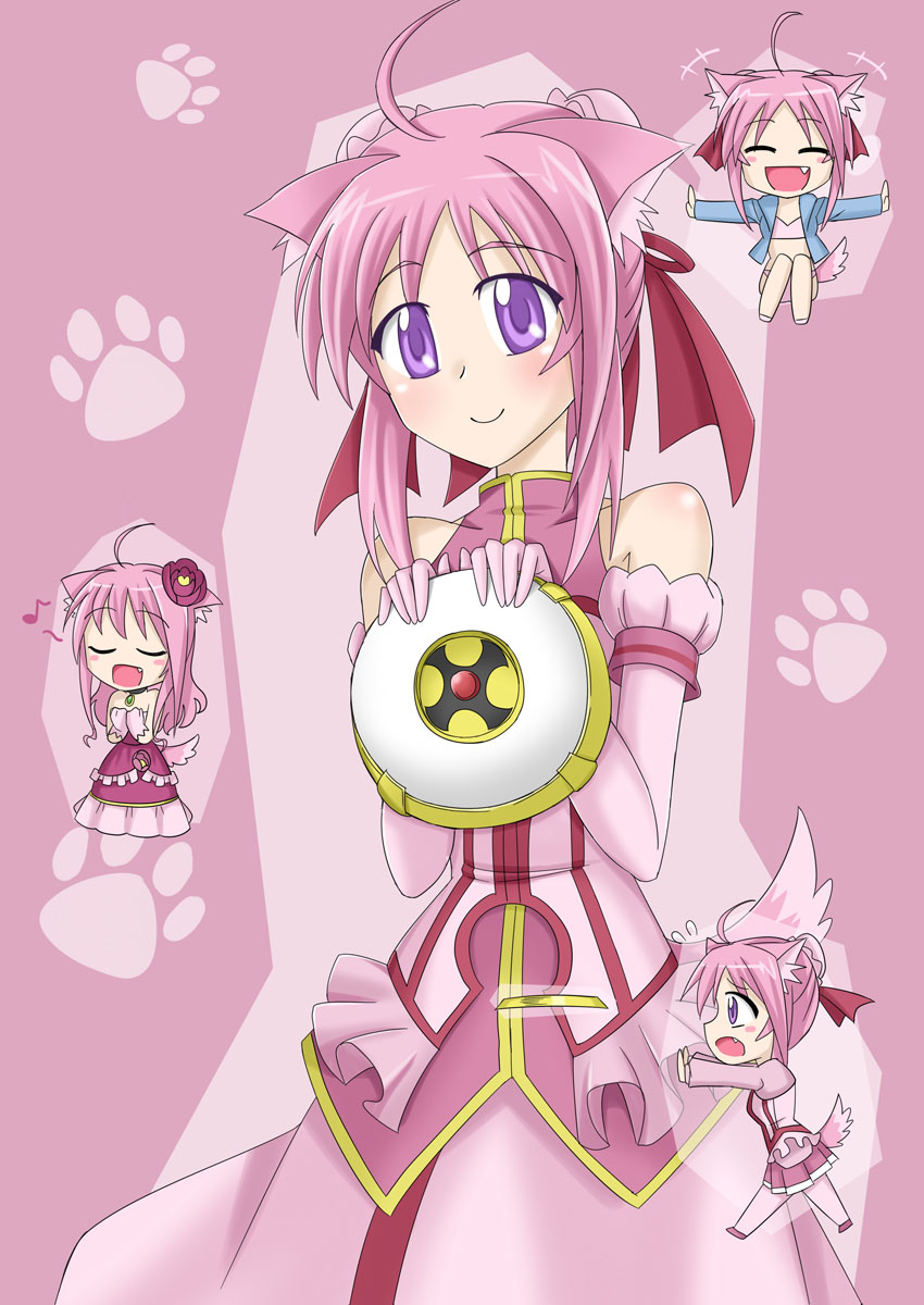 animal_ears arashi_sora dog_days dog_ears frisbee highres millhiore_f_biscotti multiple_girls pink_hair tail