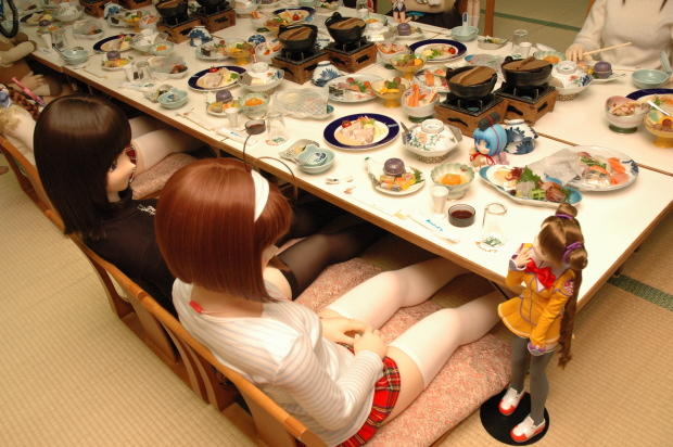 binchou-tan doll fantastic_(company) feast food katase_shima multiple_girls photo thighhighs uchuu_no_stellvia