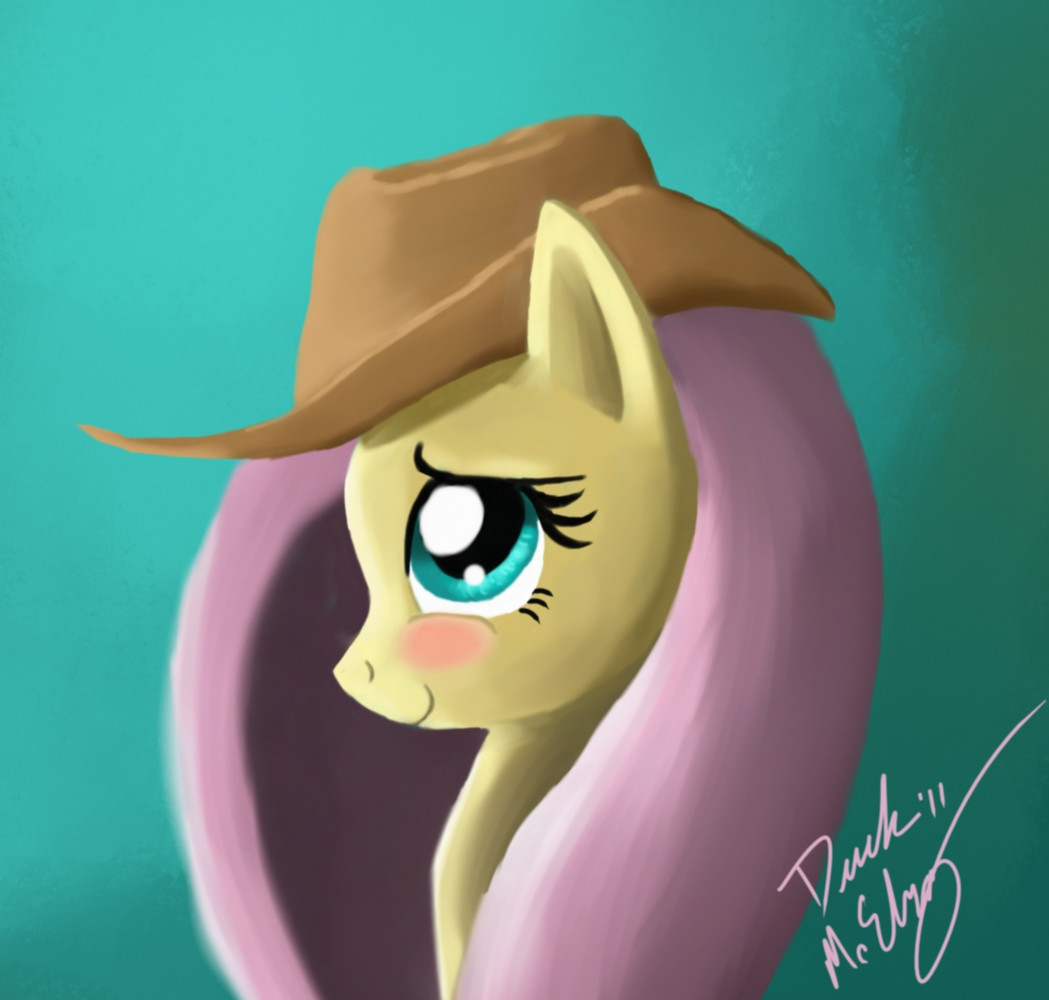 blush cute equine female fluttershy_(mlp) friendship_is_magic hat horse mammal my_little_pony pegasus pony solo unknown_artist