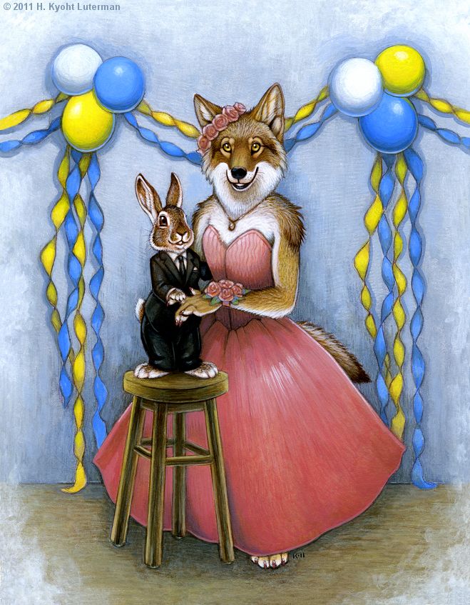 canine cute dress female humor humour interspecies kyoht kyoht_luterman lagomorph male mammal predator/prey_relations prom rabbit size_difference suit wolf