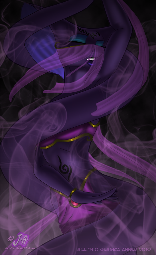 dancing eyes_closed female jessica_anner mysterious mystery naga purple purple_body reptile scalie silk sillith_xial smoke snake solo