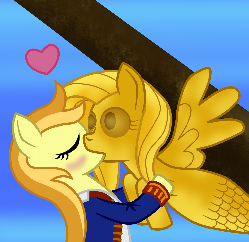 &hearts; blush equine female fetchbeer figurehead friendship_is_magic gilda_(mlp) golden horse kissing lesbian love mammal my_little_pony pegasus pinkie_pie_(mlp) pony unknown_pony wings